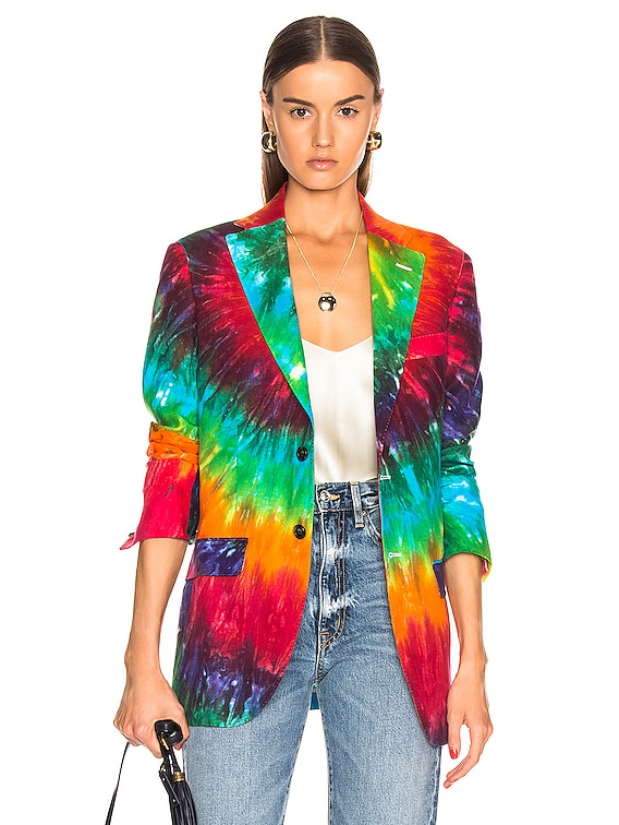 R13 Boyfriend Blazer in Rainbow Tie Dye FWRD