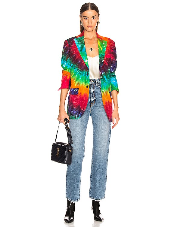 R13 Boyfriend Blazer in Rainbow Tie Dye FWRD