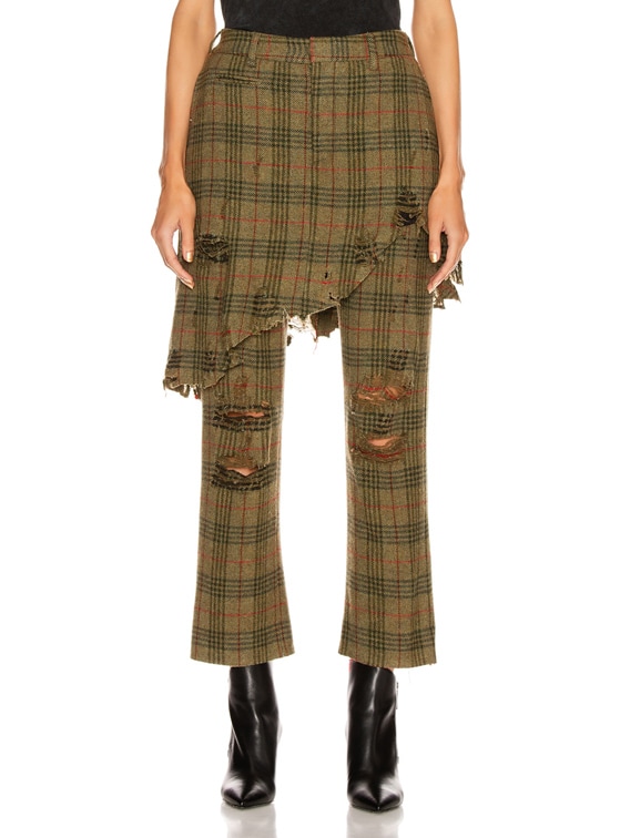 R13 Double Classic Trouser in Green Plaid FWRD