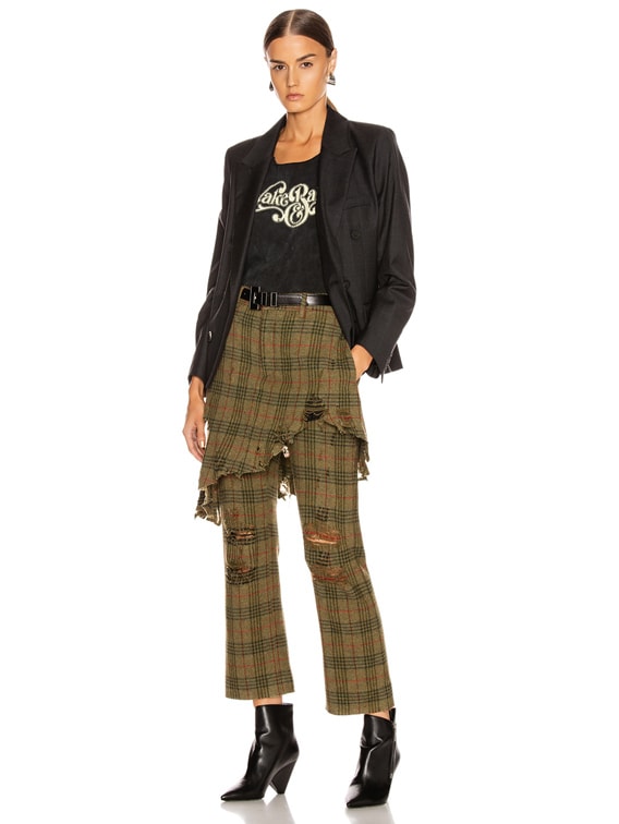 R13 Double Classic Trouser in Green Plaid FWRD