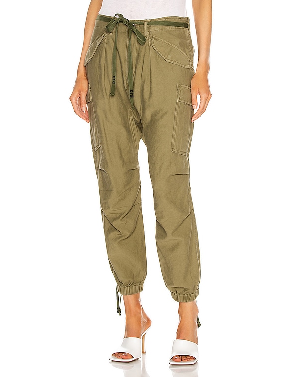 R13 Drop Crotch Cargo Pant in Olive | FWRD