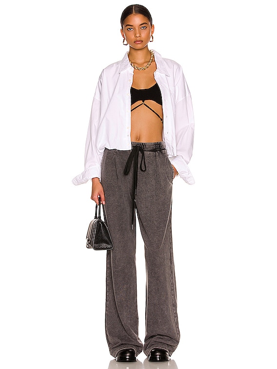 R13 Pleated Wide Leg Pant in Acid Black FWRD