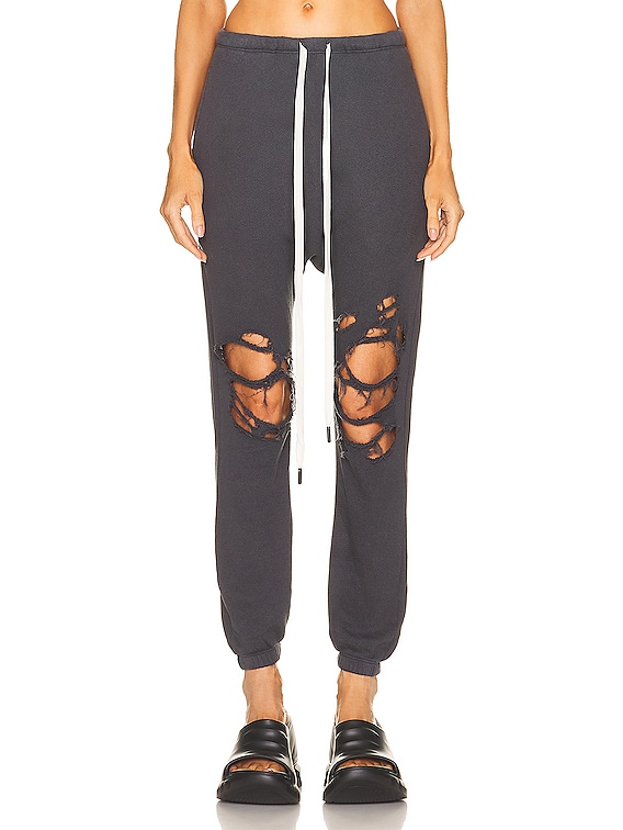 Shredded Knee Dropped Crotch Sweatpant