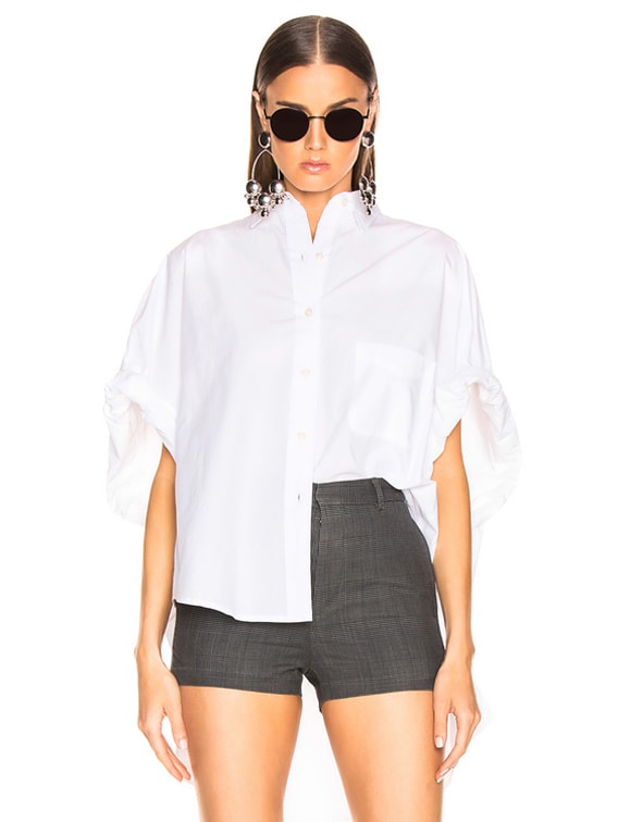 R13 Oversized Rolled Sleeve Shirt in White FWRD