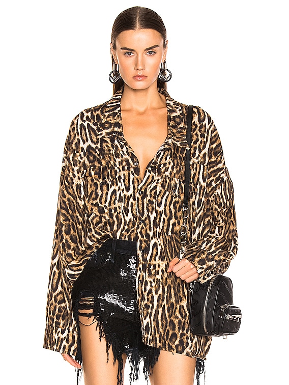 R13 Oversized Cowboy Shirt in Leopard FWRD