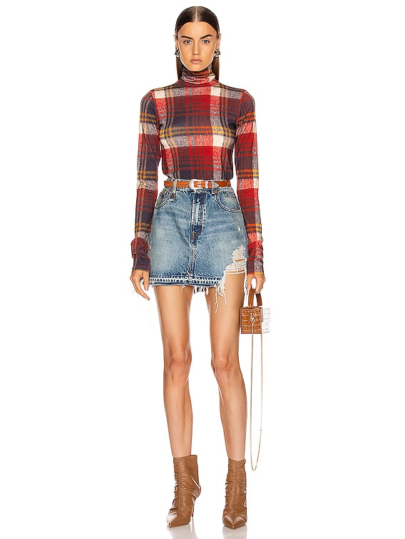 R13 Plaid Turtleneck Top in Red Plaid FWRD