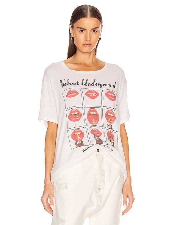 R13 Velvet Underground Lips Boy Tee in Ecru FWRD