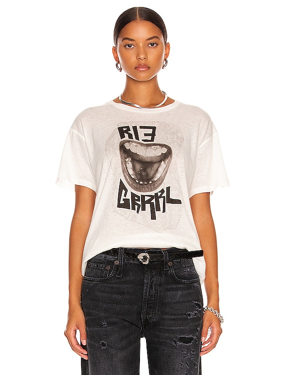 R13 GRRRL Boy Tee in Ecru FWRD