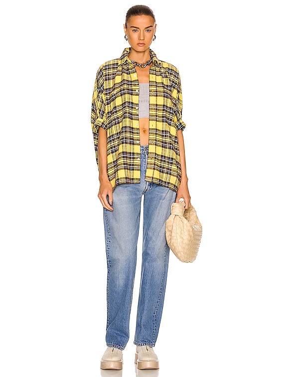 R13 Plaid Oversized Boxy Shirt in Yellow Plaid FWRD