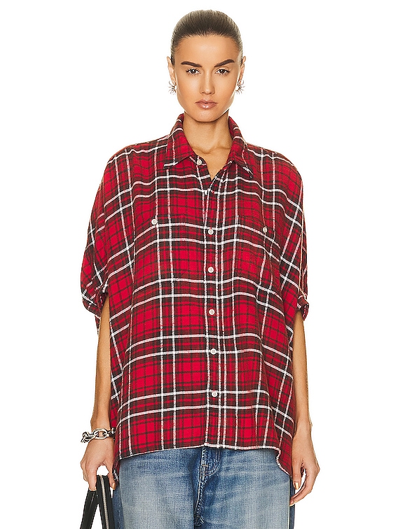 R13 Plaid Oversized Boxy Shirt in Red Plaid FWRD