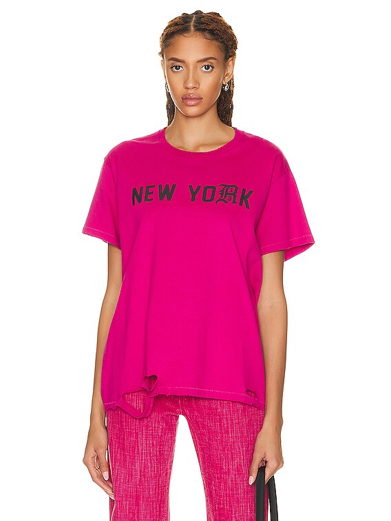 R13 R13 New York Boy T in BRIGHT PINK FWRD