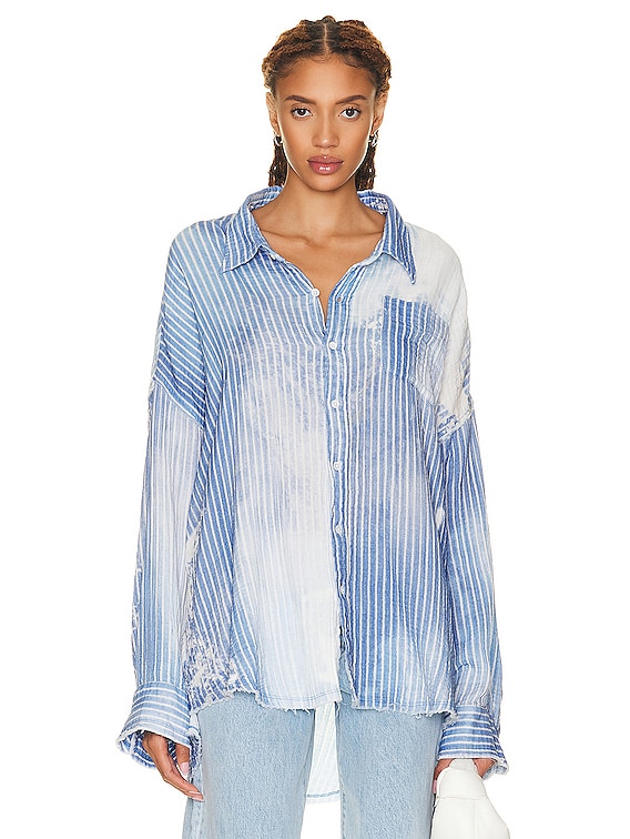 Shredded Seam Drop Neck Shirt