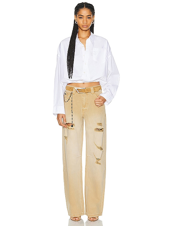 R13 Crossover Bubble Shirt in White | FWRD