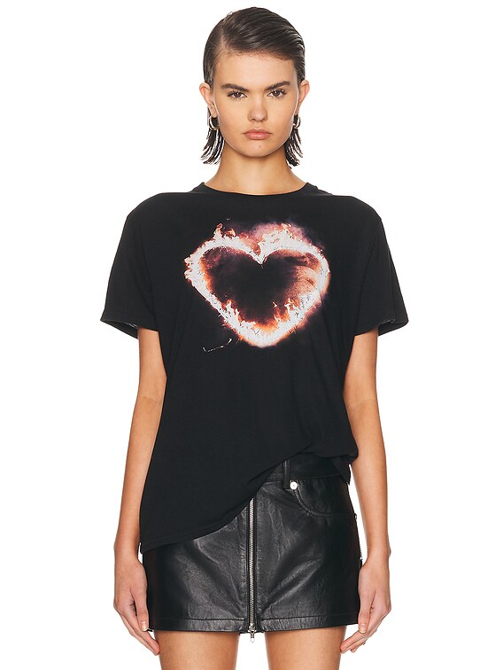 R13 Flaming Heart Boy Tee in Black | FWRD
