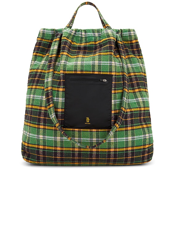 R13 Oversized Tote Bag in Green Plaid FWRD