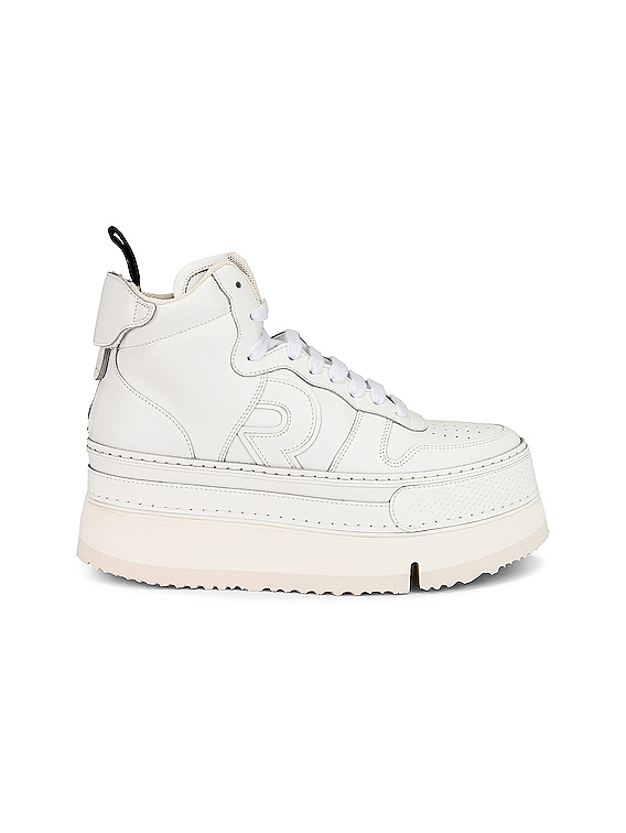 R13 High Top Platform Sneaker in White Leather FWRD