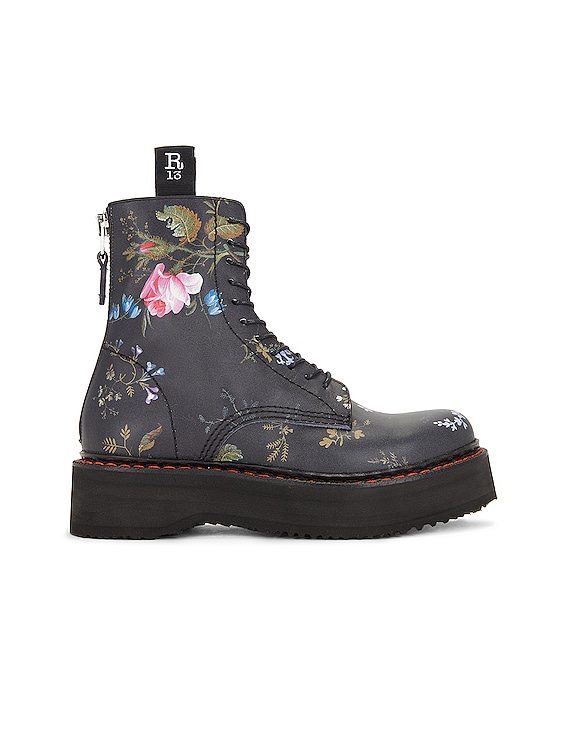 R13 Stack Boot in Black Floral FWRD