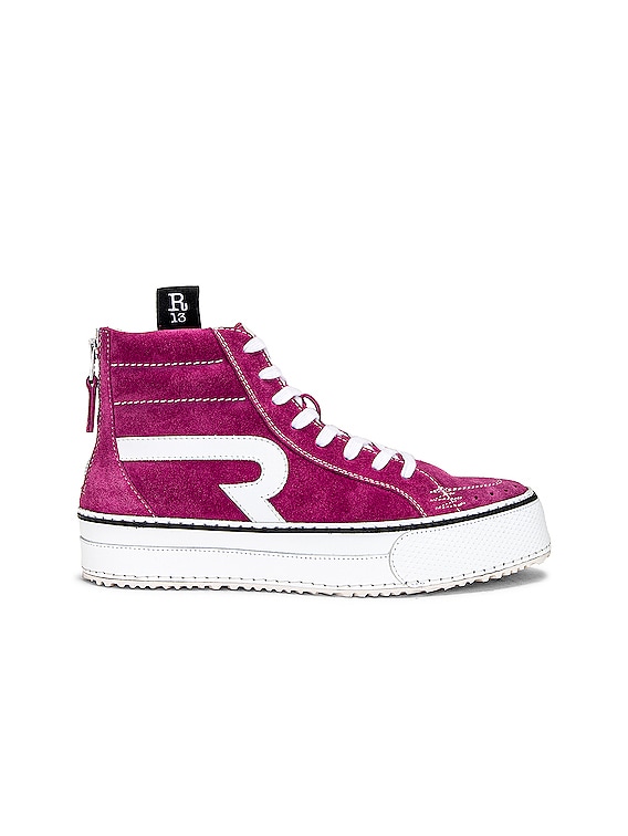 R13 The Rogue Sneaker Single Stack in BRIGHT PINK SUEDE FWRD