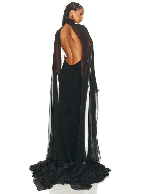 ralph lauren long black dress Ralph Lauren Rib Knit & Crepe Off The Shoulder Gown - Black