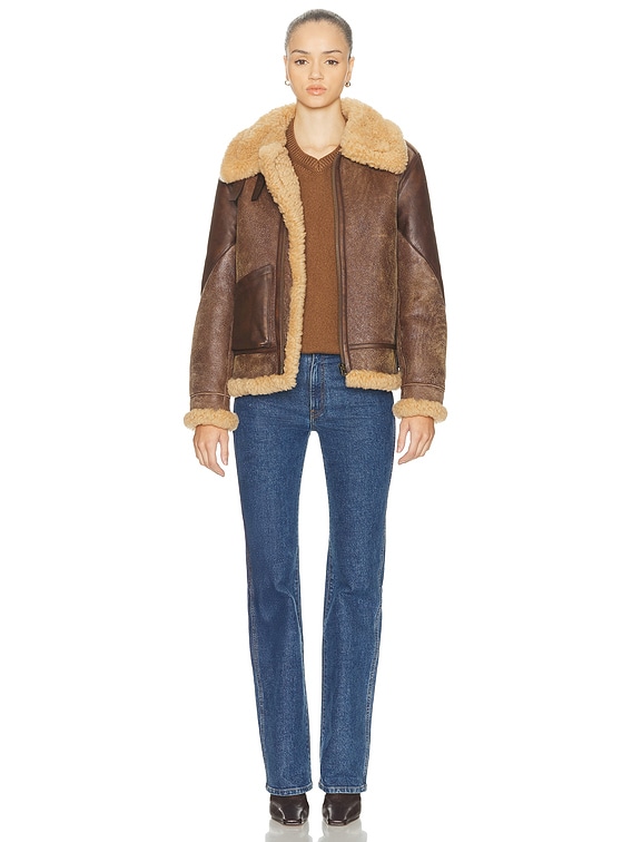 Ralph Lauren Collection Reymond Shearling Coat in Dark Toffee