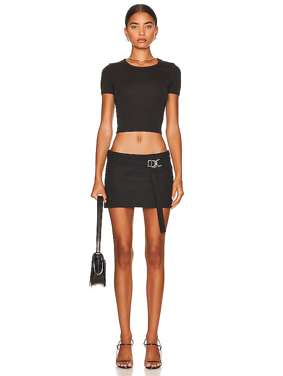 The Range Modal Jersey No Bra Club Cropped Short Sleeve Top in Jet