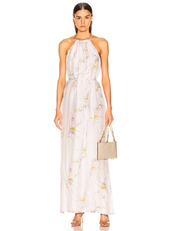 Raquel Allegra Halter Dress in Sterling Cream Stripe | FWRD