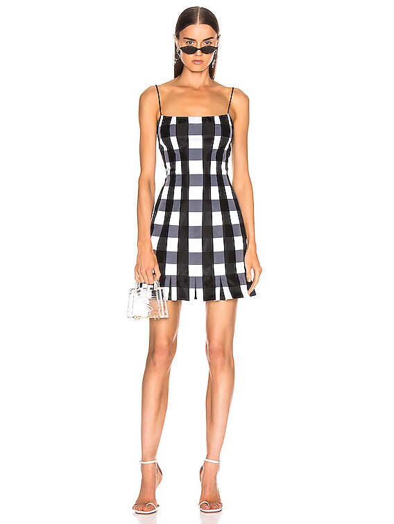 black and white satin mini dress Annie Polka Dot Satin Mini Dress