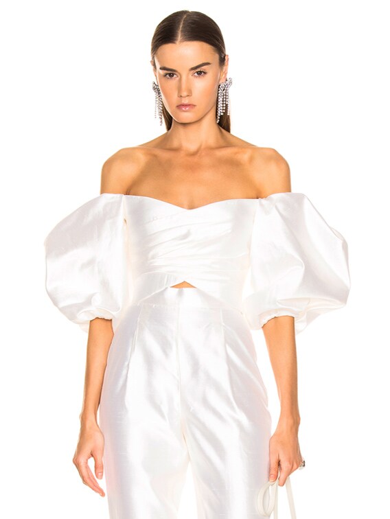 wrap tops with puffy sleeves