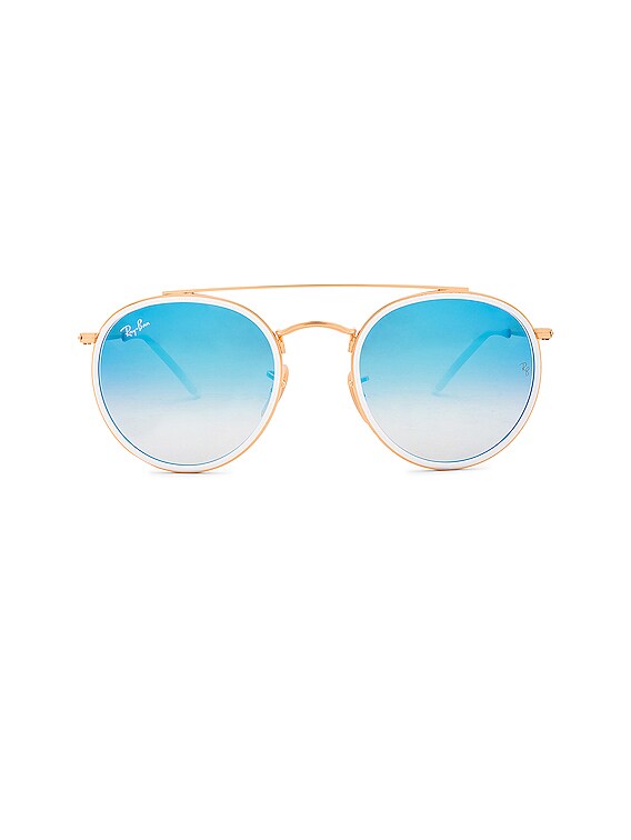 Ray-Ban ダブルブリッジサングラス - Gold & Blue | FWRD