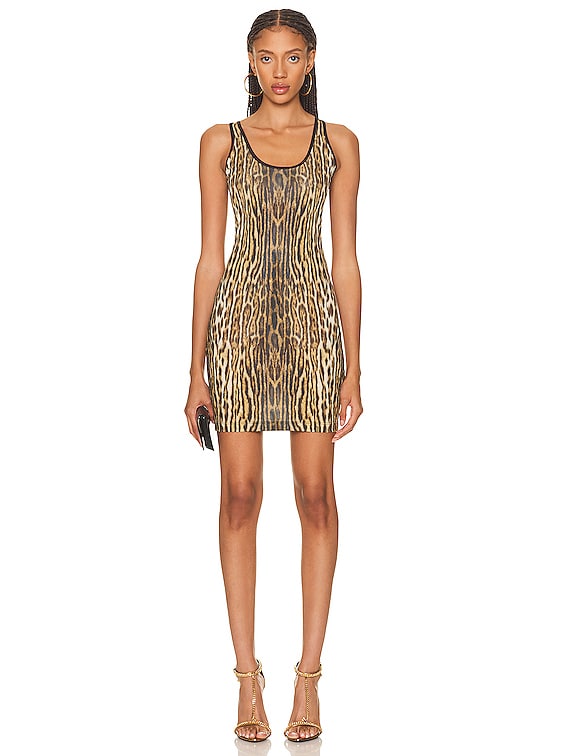 Roberto Cavalli Cheetah Sleeveless Dress in Naturale FWRD