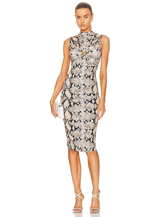 Roberto Cavalli Python Midi Dress in Naturale FWRD