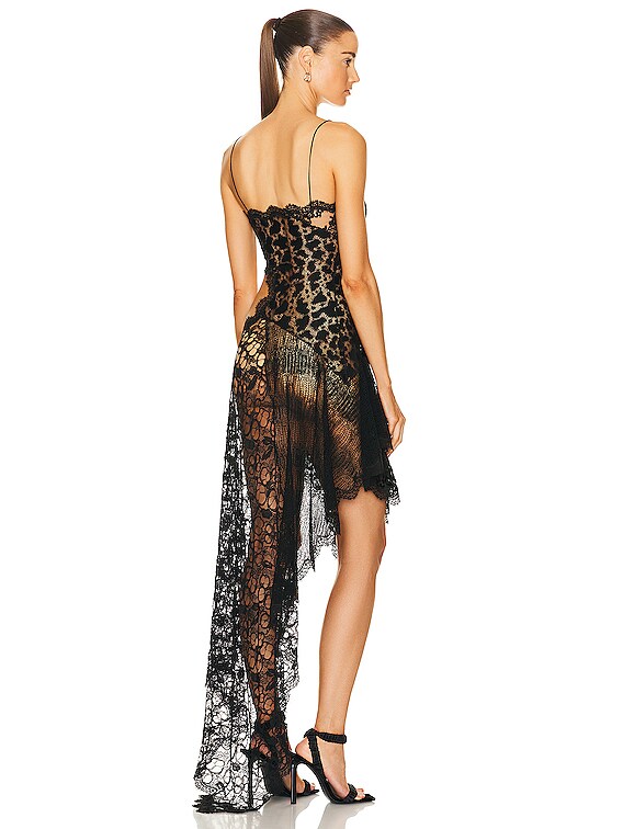 Roberto Cavalli Leopard Lace Dress in Nero | FWRD