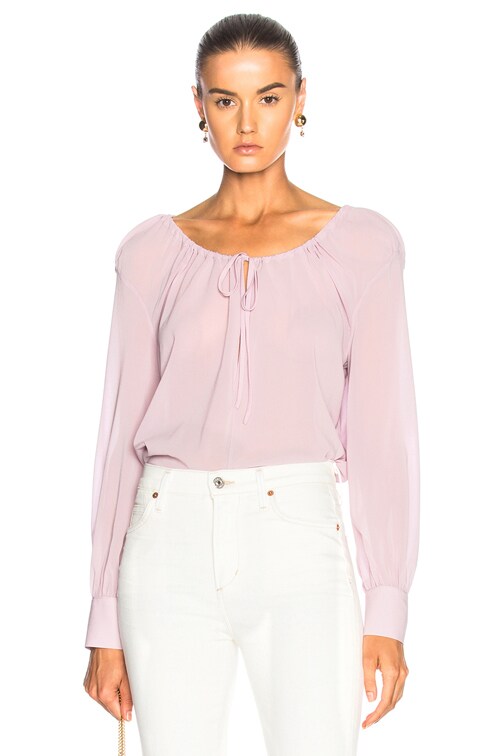 Rachel Comey Lyrical Top In Lilac Silk Size US store 6 Sheer Long Sleeve