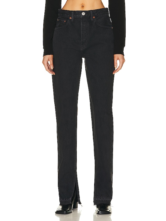 RE/DONE 70's High Rise Skinny Bootcut in Washed Black