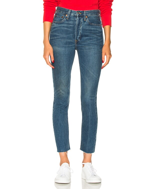 RE/DONE Jeans | Comfort Stretch High Rise Ankle Crop in Mid 90s