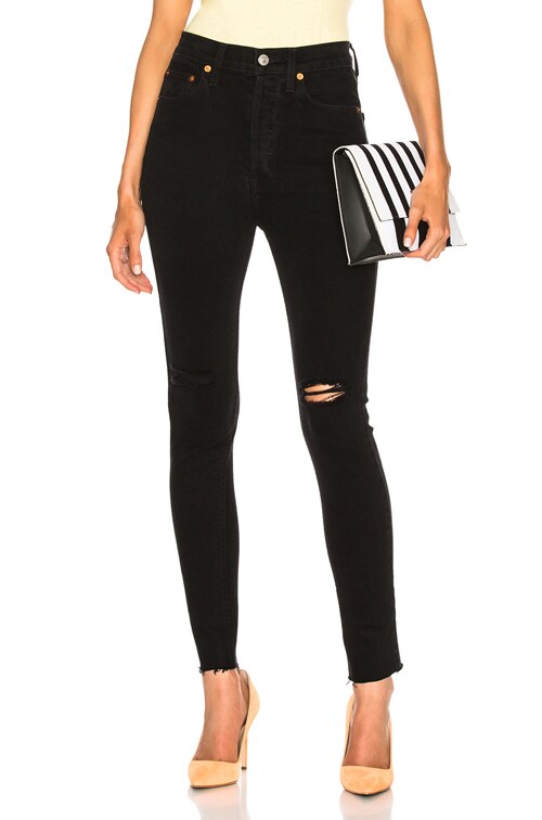 redone high rise ankle crop black