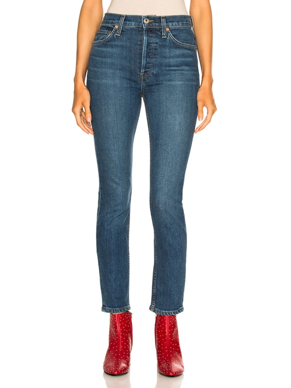 high rise ankle crop jeans