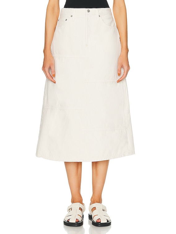 RE/DONE Mid Rise Seamed Skirt in Vintage White | FWRD