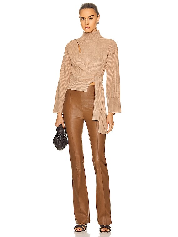 REMAIN Floral Bootcut Leather Pant in Dachshund Brown | FWRD REMAIN Floral Bootcut Leather Pant in Dachshund Brown | FWRD