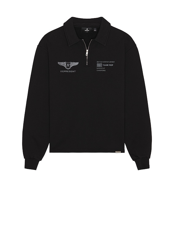 REPRESENT Team Rep Quarter Zip Sweater in Jet Black | FWRD