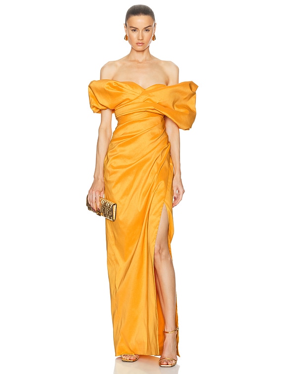 Rachel Gilbert Gia Gown in Gold FWRD - Main Image