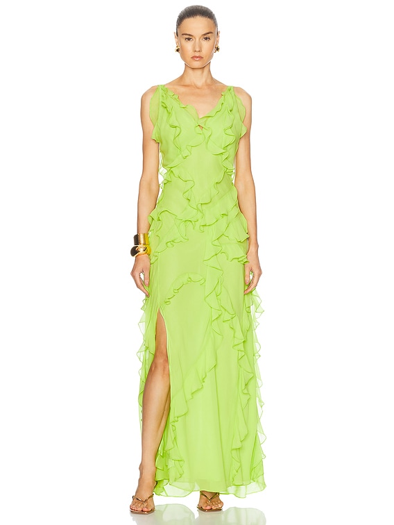Rachel Gilbert Cedar Gown in Lime | FWRD