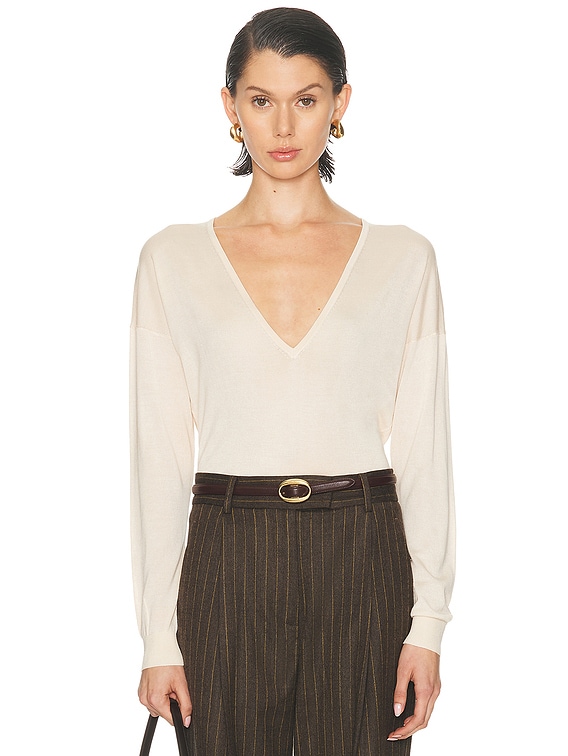 Silk Cashmere V Neck Sweater