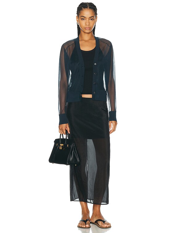 RENGGLI Sheer Knit Cardigan in Sapphire | FWRD