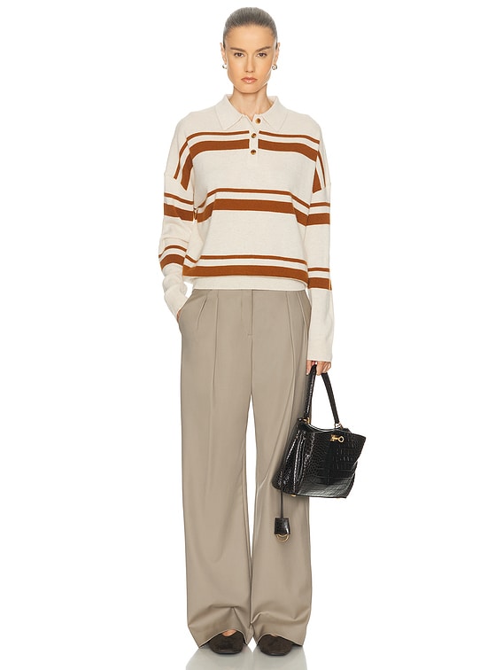 Cashmere Striped Polo Top