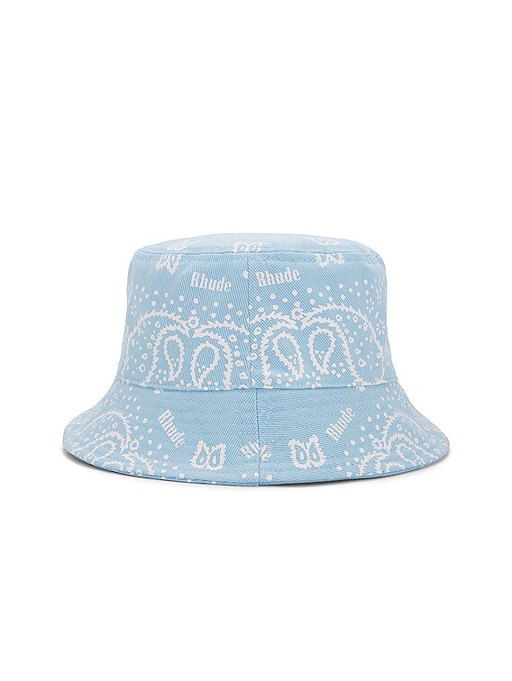 Rhude Bandana Canvas Bucket Hat in Blue & White | FWRD