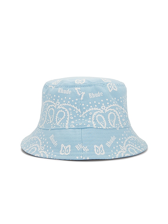 Rhude Bandana Canvas Bucket Hat in Blue & White
