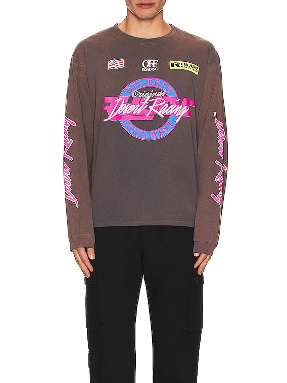 RHUDE グレー desert racing 長袖Tシャツ Rhude Gray 'Desert Racing' Long Sleeve T-Shirt Rhude