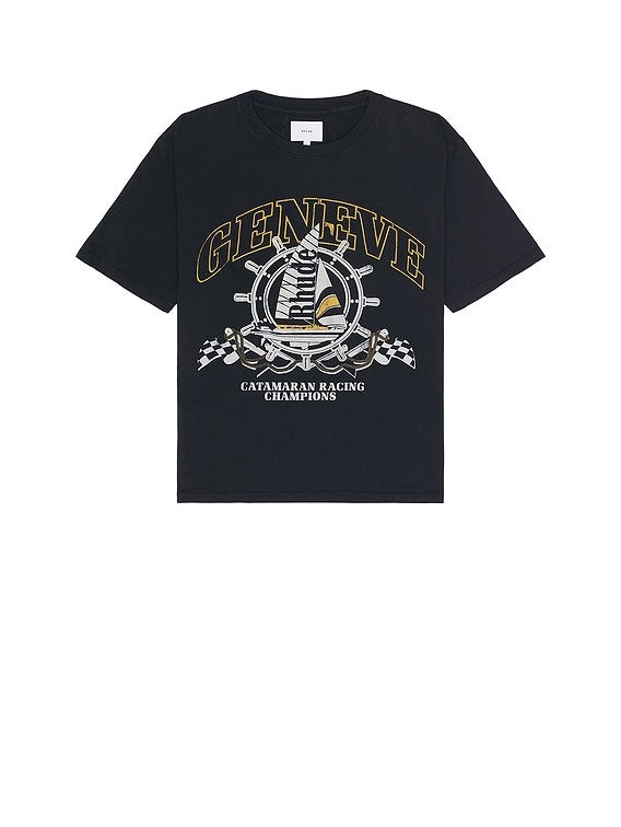 RHUDE(ルード) Geneve Catamaran Vintage T-Shirt Rhude Geneve Catamaran Tee in Vintage Black | FWRD