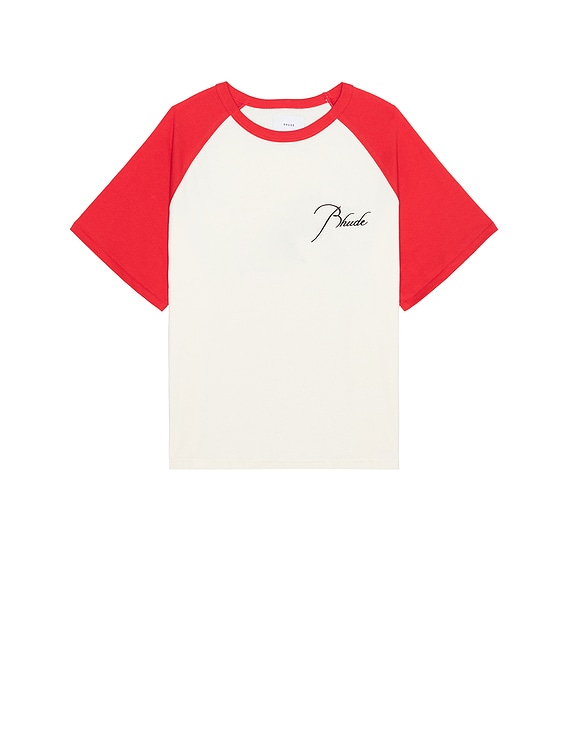 Rhude Raglan Tee in Vintage Red & Vintage White | FWRD